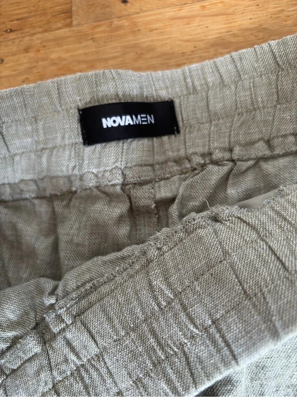 Nova Men's Green Linen Drawstring Casual Pants xxl